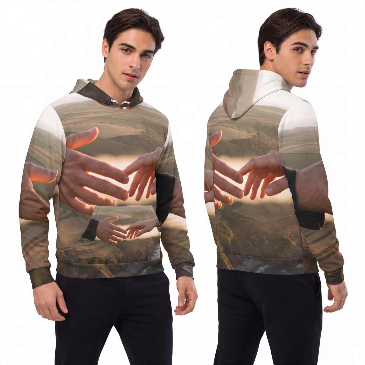 Men's Fashion Hoodie - The Infinite Touch | Ethereal Coastal...