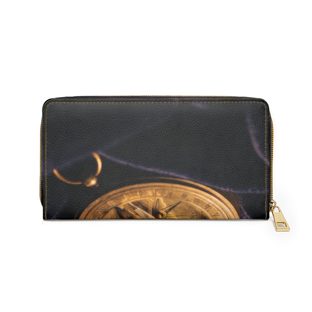 Vintage Brass Sundial Zipper Wallet