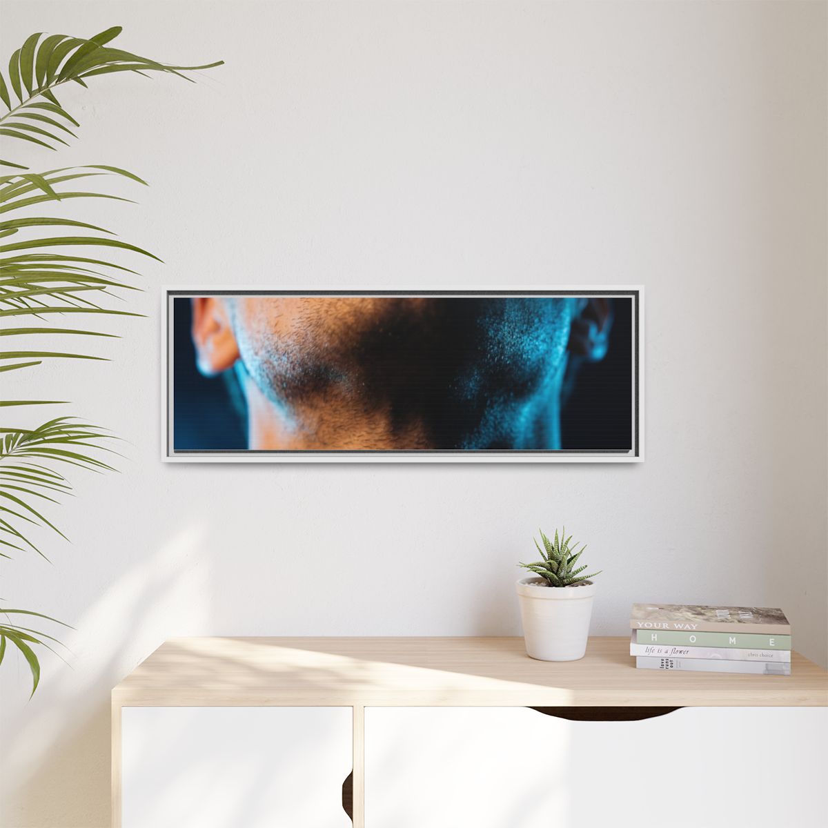 Matte Canvas, Framed - Neon Shadows Cinematic Portrait Art...