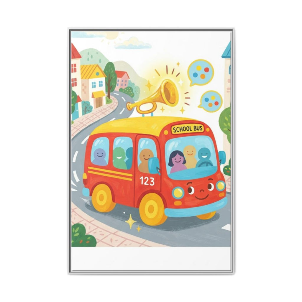 Matte Canvas - Framed Bus Town Canvas Art — White / 1.25"......