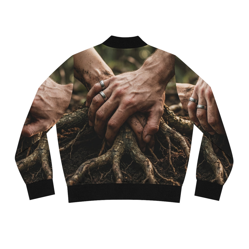 Women's Bomber Jacket with Forest Root Art