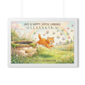 Framed Horizontal Poster - Joyful Kitten Meadow — White... |...