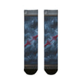 Crew Socks with Crimson Abstract Art