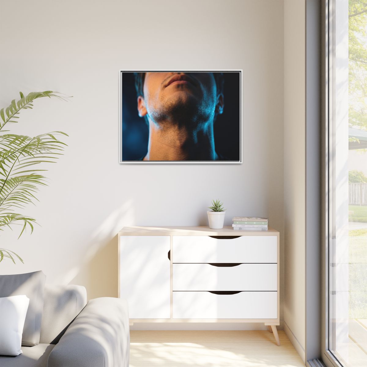 Matte Canvas, Framed - Neon Shadows Cinematic Portrait Art...