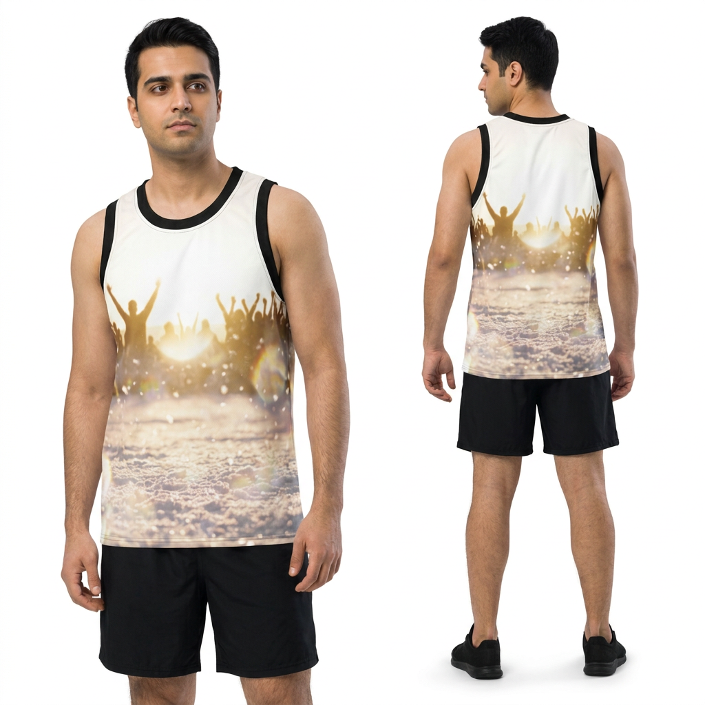 Golden Hour Crowd Celebration Basketball Jersey