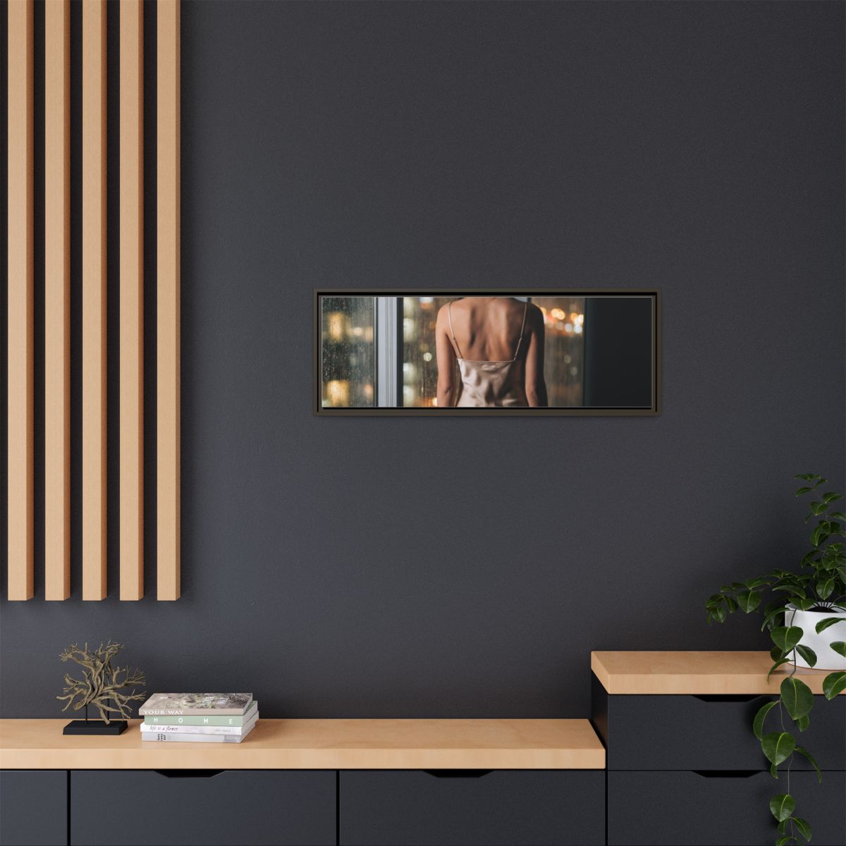 Framed Canvas - Midnight Rain Masterpiece — Espresso / 1.25"