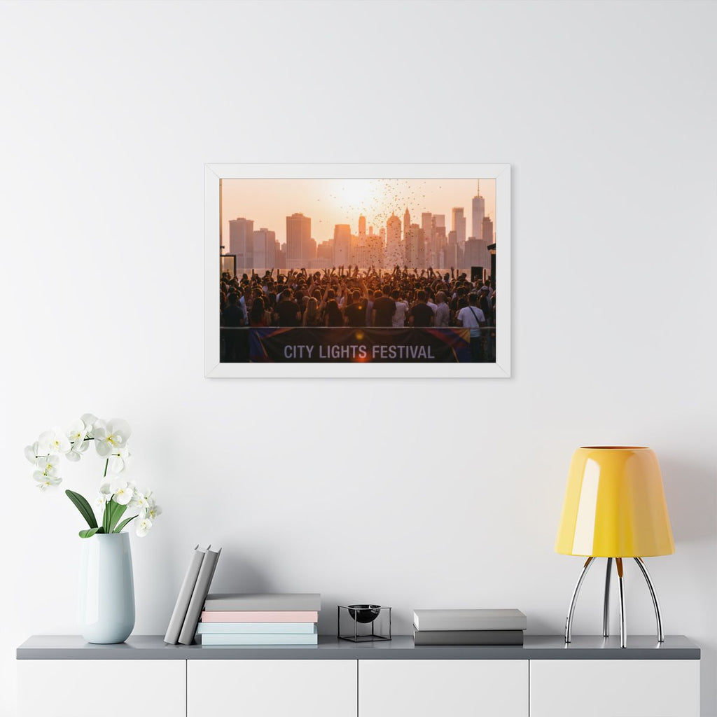 Framed Horizontal Poster - City Lights (14×11, 16×12, 16×16...