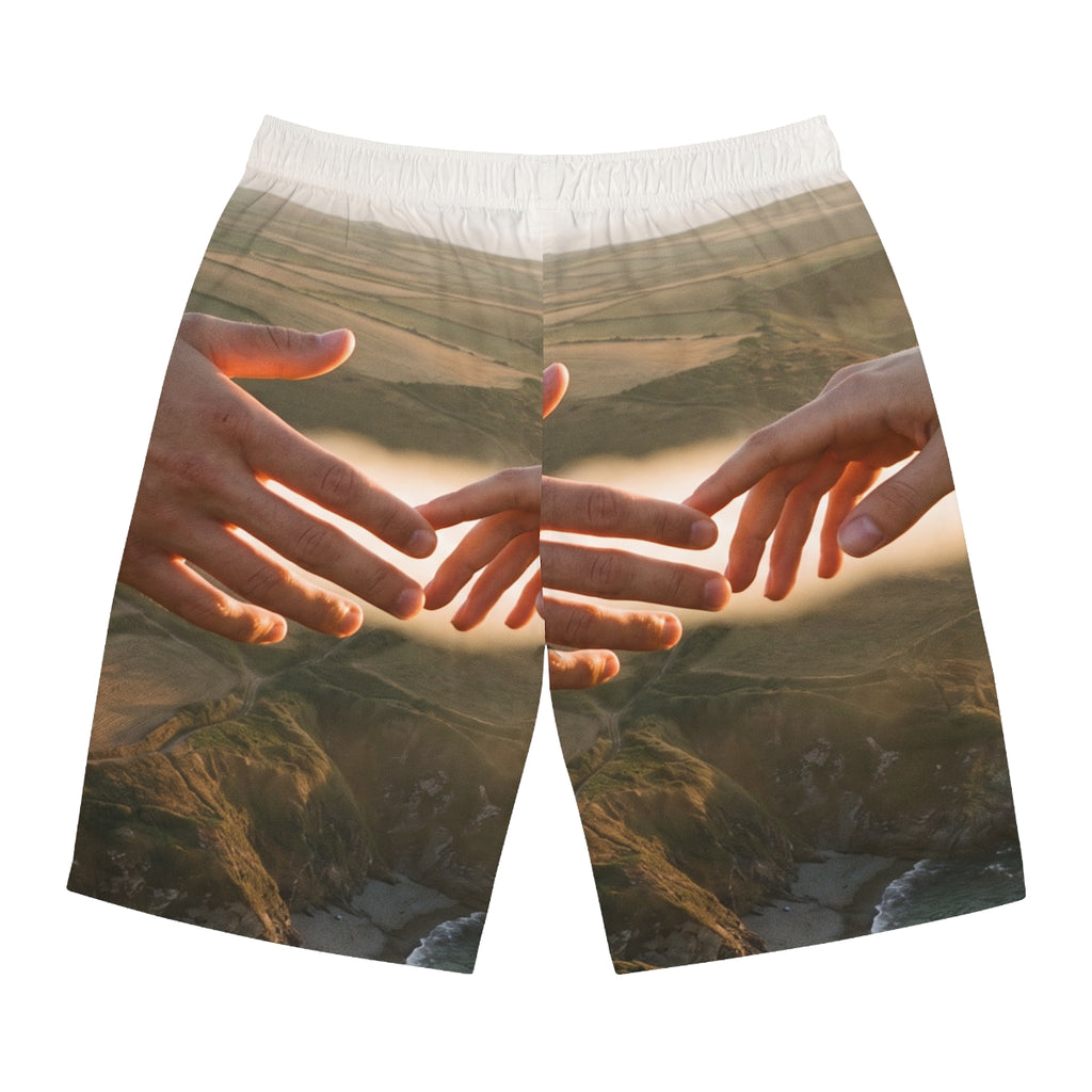 Men's Board Shorts - The Infinite Touch | Ethereal Coastal...