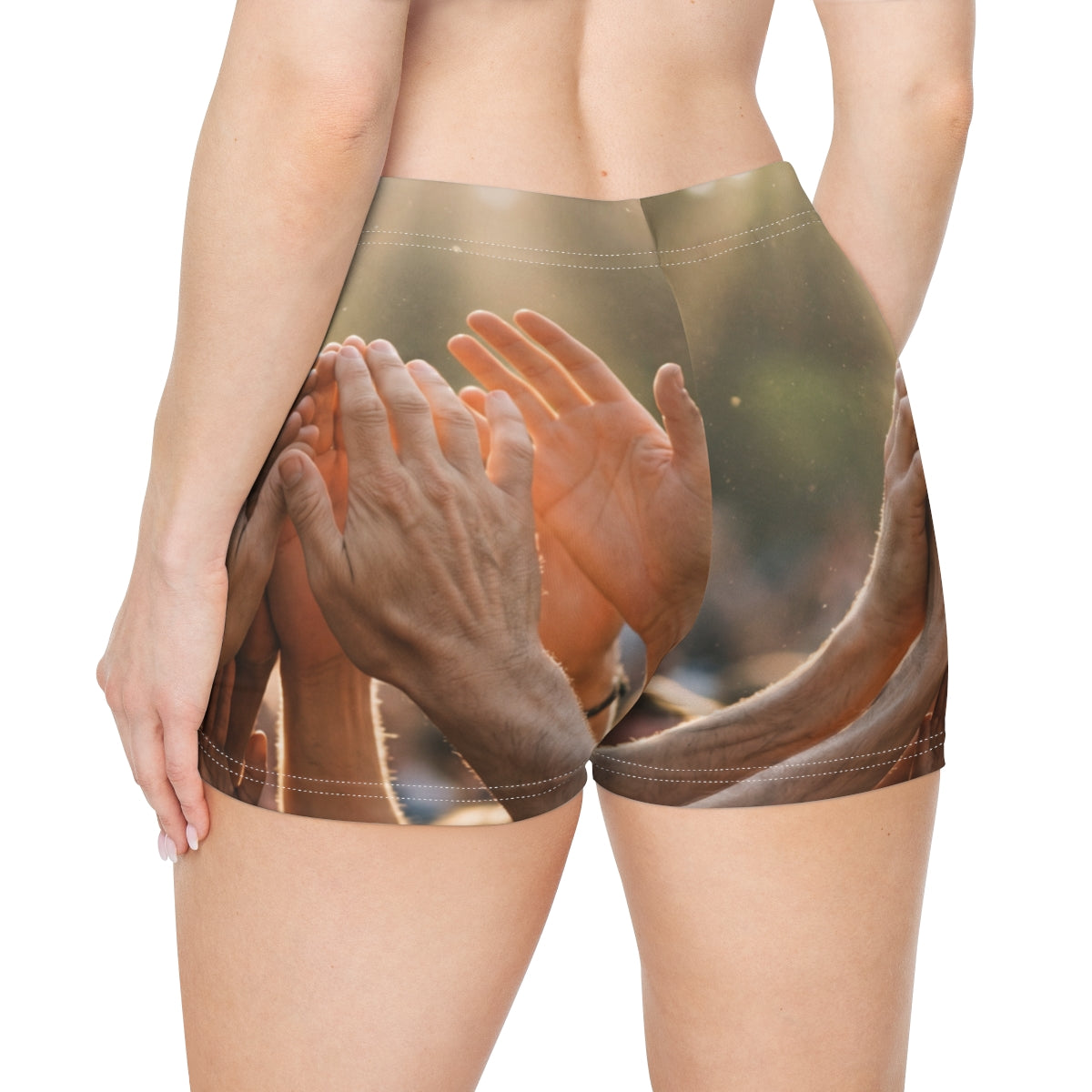Women's Shorts - Golden Rays of Unity Wall Art | Echovira...