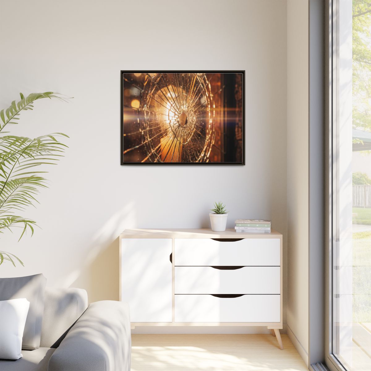 Matte Canvas, Framed - Golden Fractured Art — Espresso /......