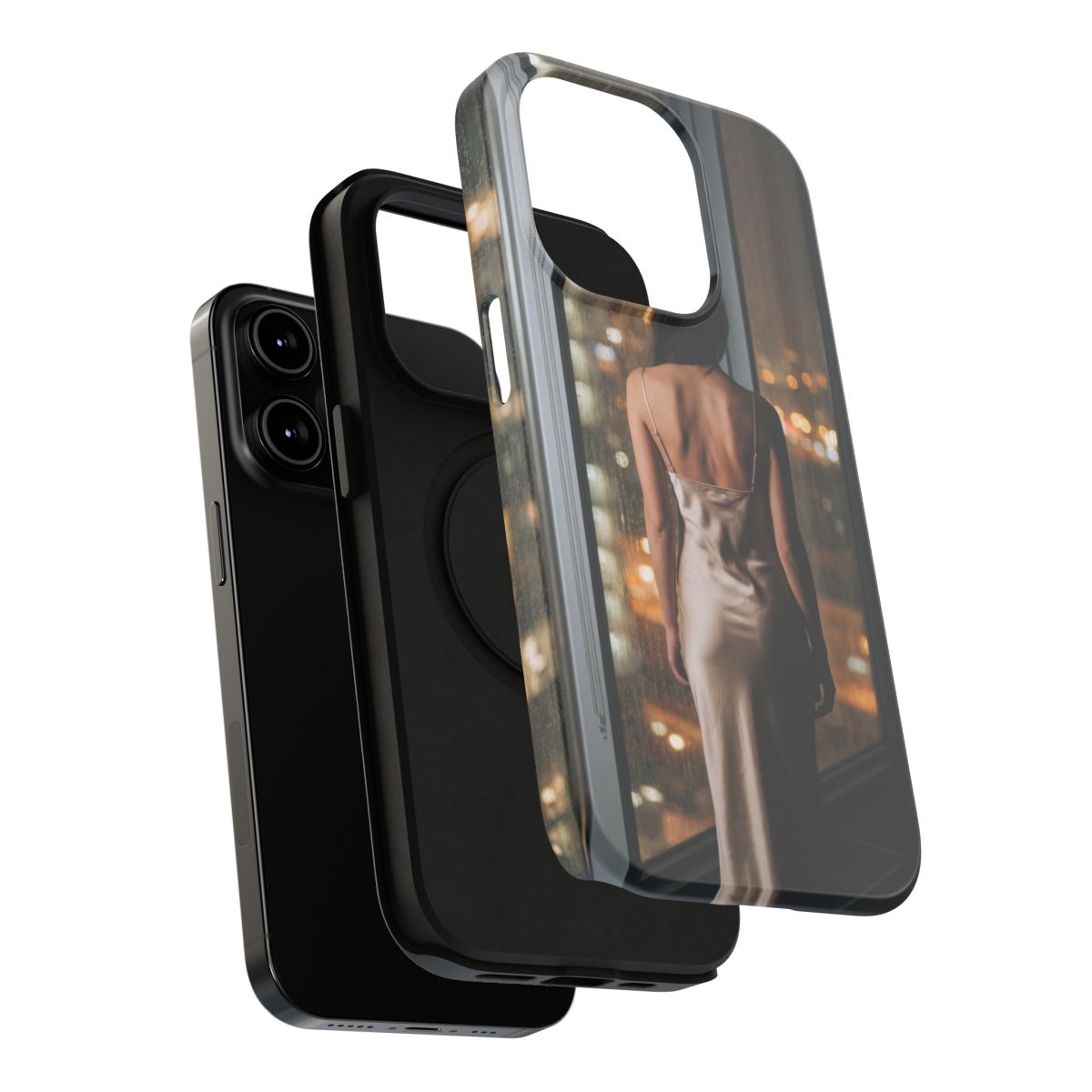 Impact-Resistant Apple iPhone Cases - Rainy City Lights Silk Gown | iPhone 17 Pro Max, 17 Pro, 17 Air & More