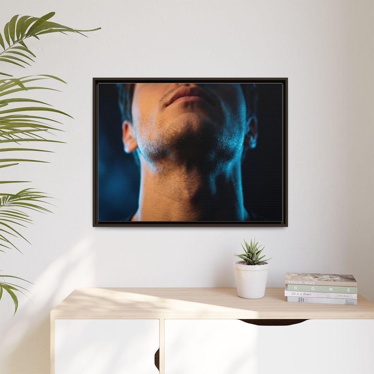 Matte Canvas, Framed - Neon Shadows Cinematic Portrait Art...