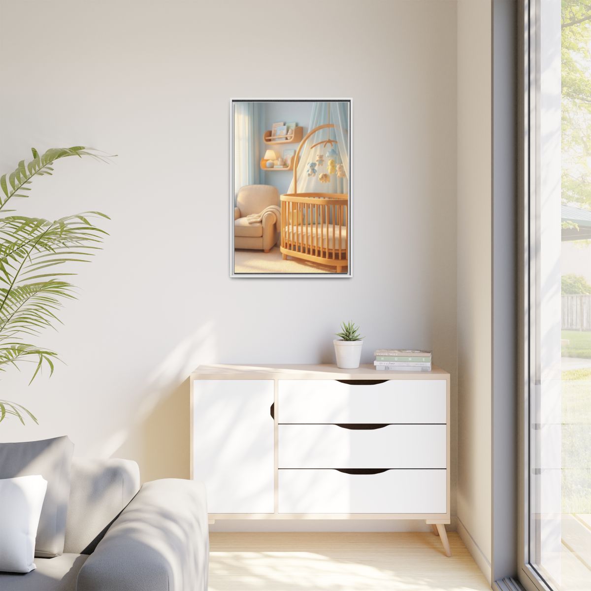 Matte Canvas, Framed - Dreamy Serene Nursery Art — White /...