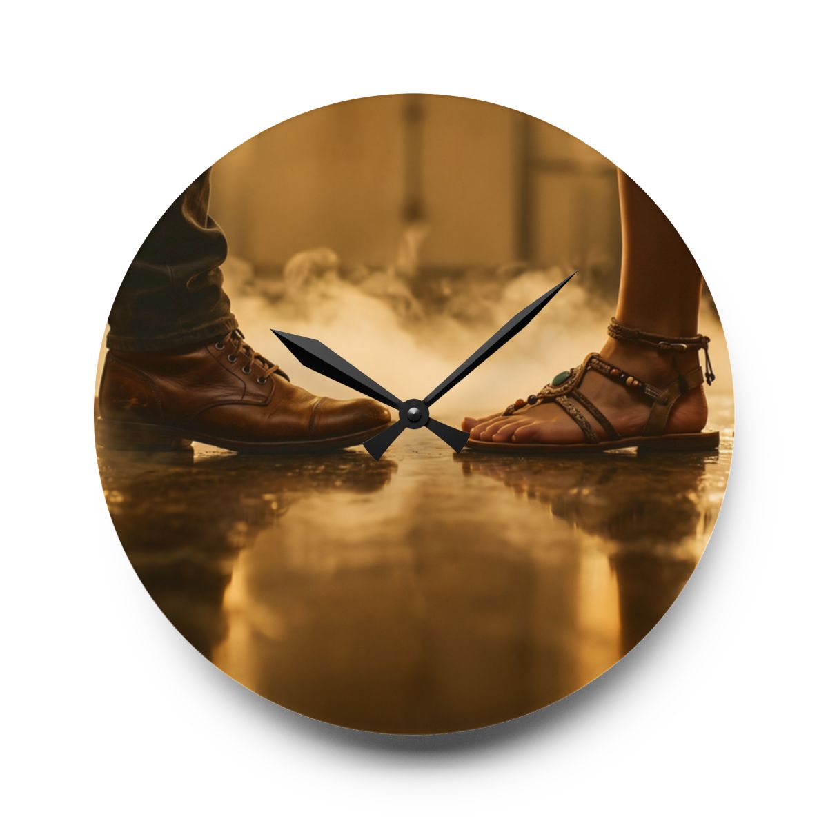 Acrylic Wall Clock - Golden Hour Encounters | Echovira...
