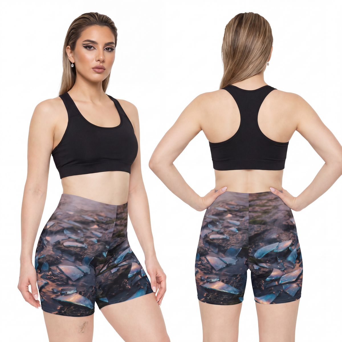 Women's Biker Shorts - Shattered Dawn | Echovira Gallery
