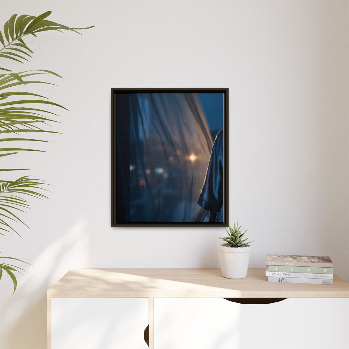 Matte Canvas, Framed - Nocturnal Solitude Silhouette —... |...