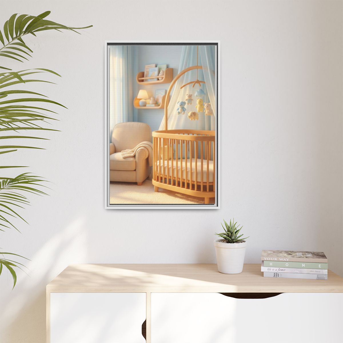 Matte Canvas, Framed - Dreamy Serene Nursery Art — White /...