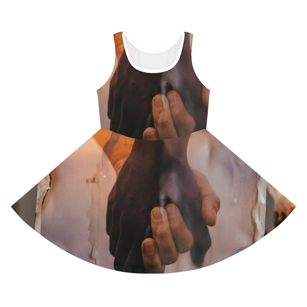 Girls' Sleeveless Sundress with Intimate Hands Art