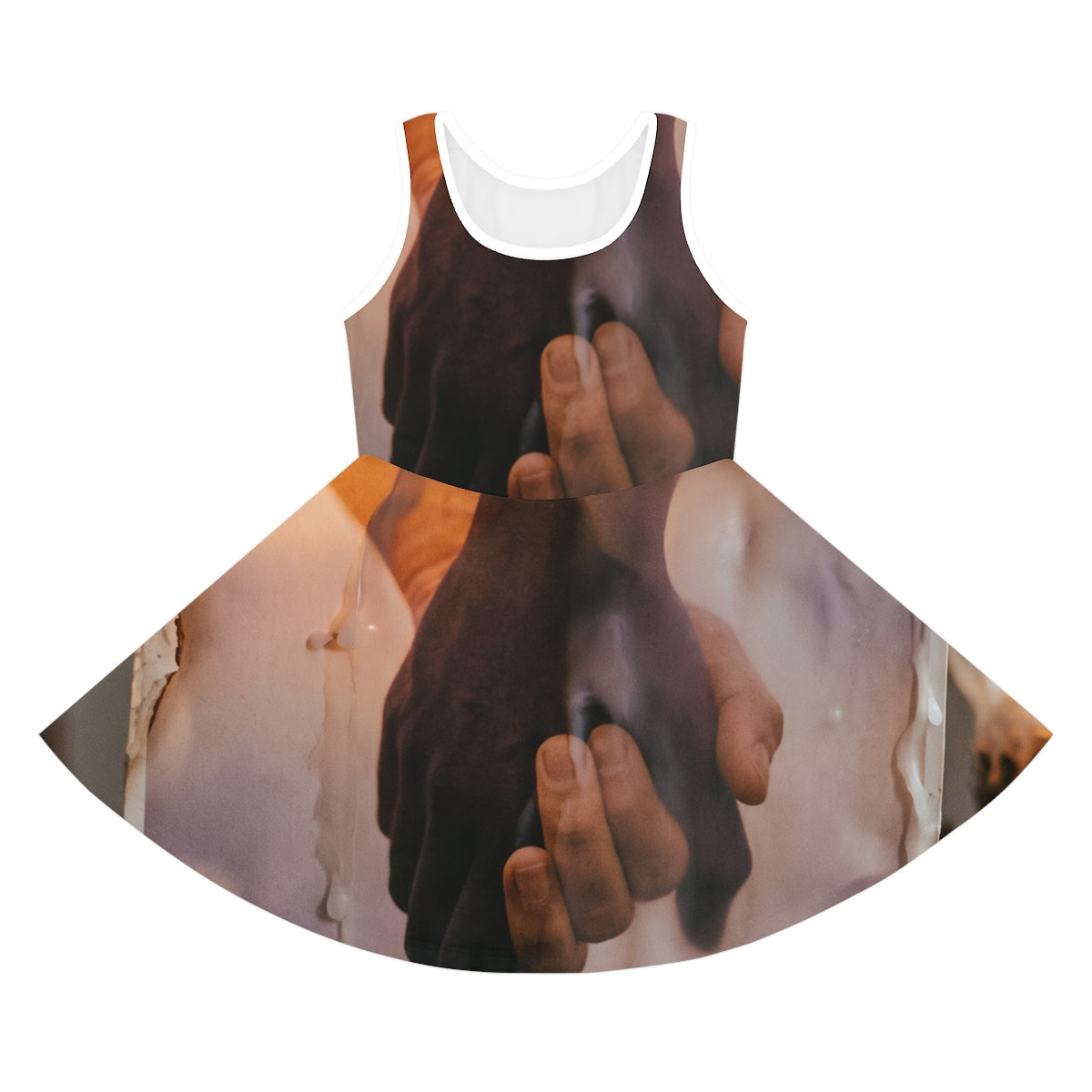 Girls' Sleeveless Sundress with Intimate Hands Art