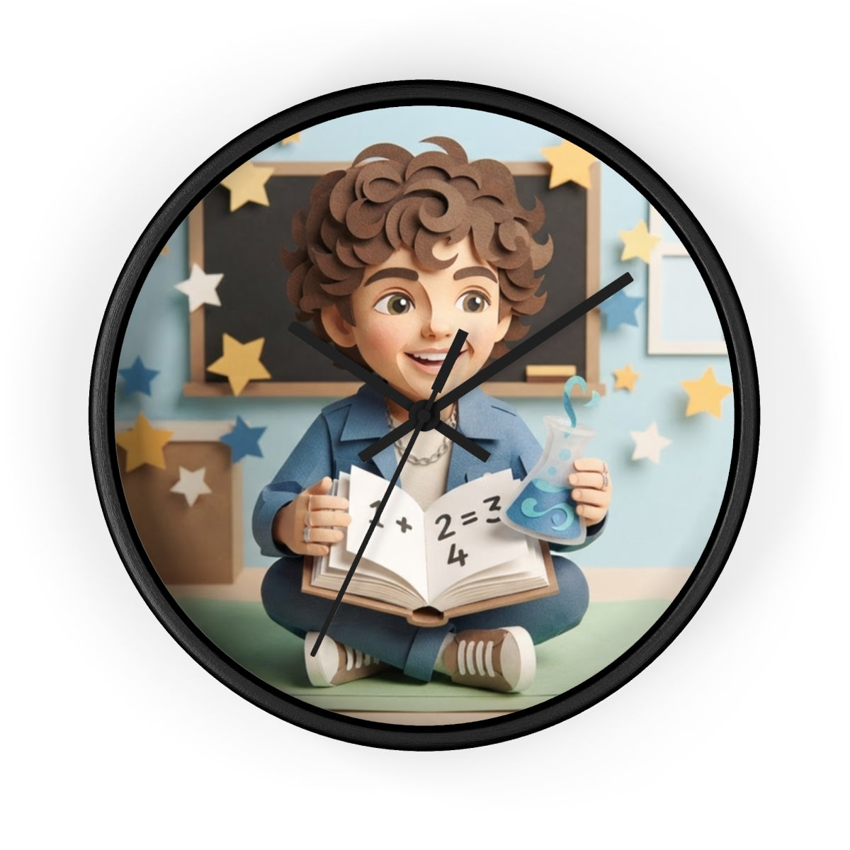 Wall Clock - Papercraft Scholar Little Boy Art | Echovira...