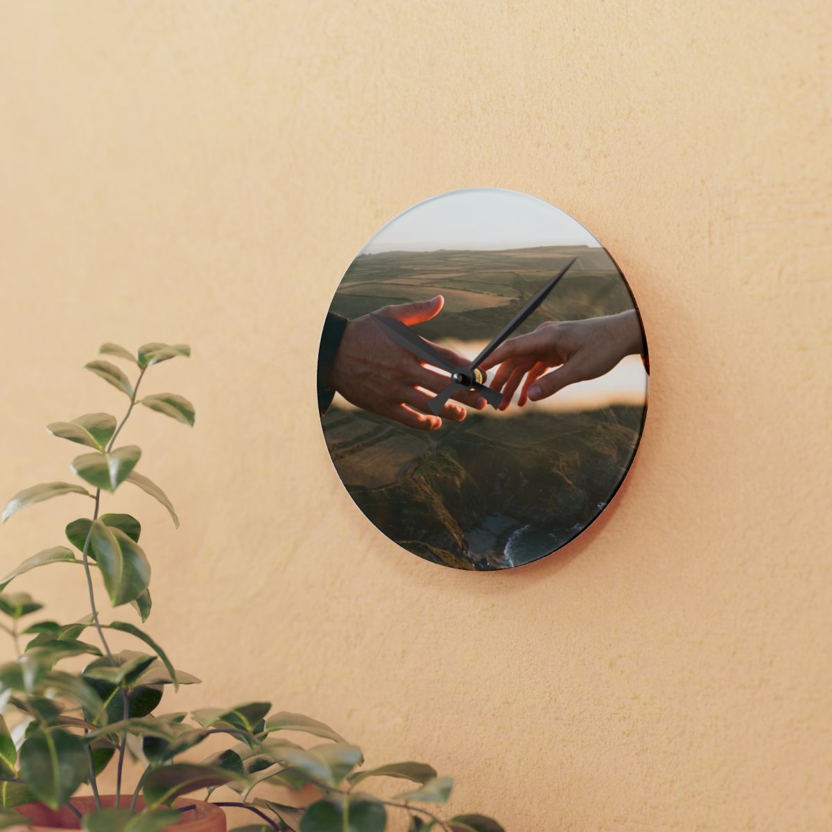 Acrylic Wall Clock - The Infinite Touch | Ethereal Coastal...