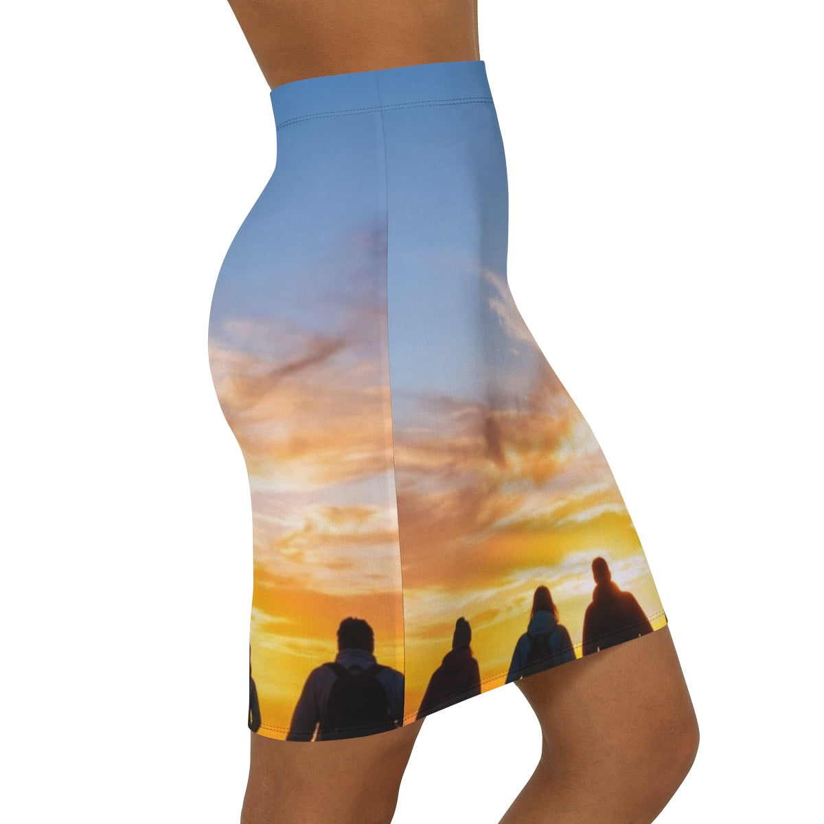 Women's Mid-Waist Pencil Skirt - Sunset Mountain Ridge |...