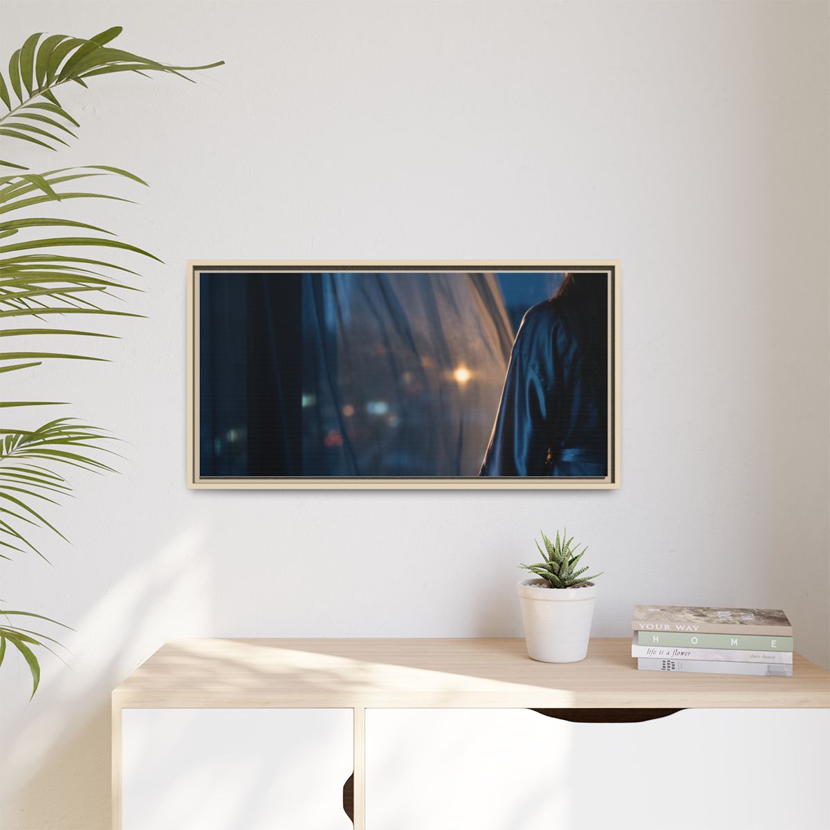 Matte Canvas, Framed - Nocturnal Solitude Silhouette —... |...