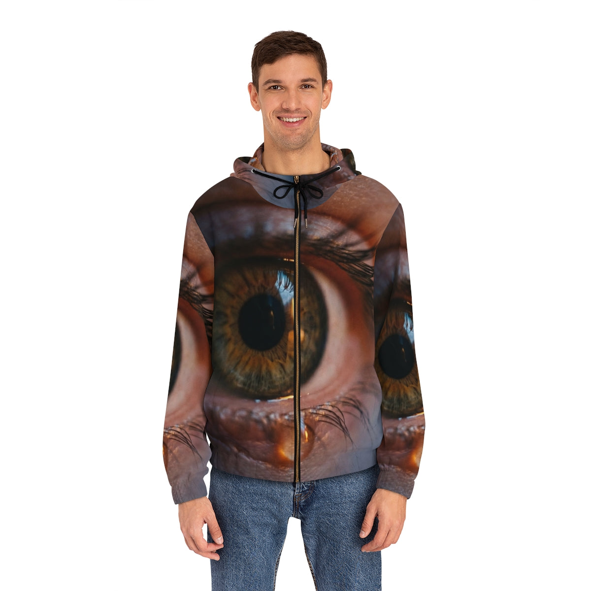 Men's Full-Zip Hoodie - Amber Iris Reflection Fine Art Print...