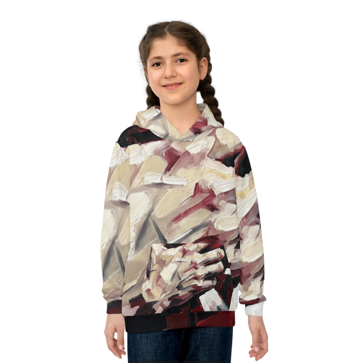 Children's Hoodie Abstract Crimson Art
