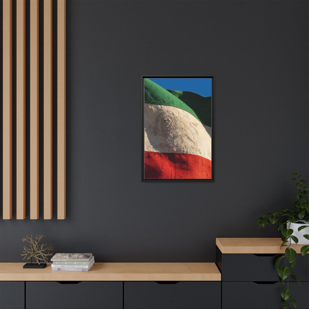 Framed Canvas Art - Distressed Flag — Black / 1.25"