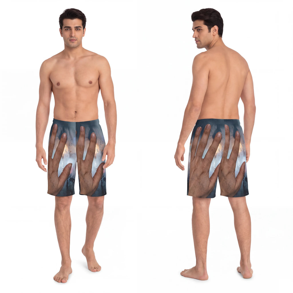 Men's Board Shorts Rainy City Window Art