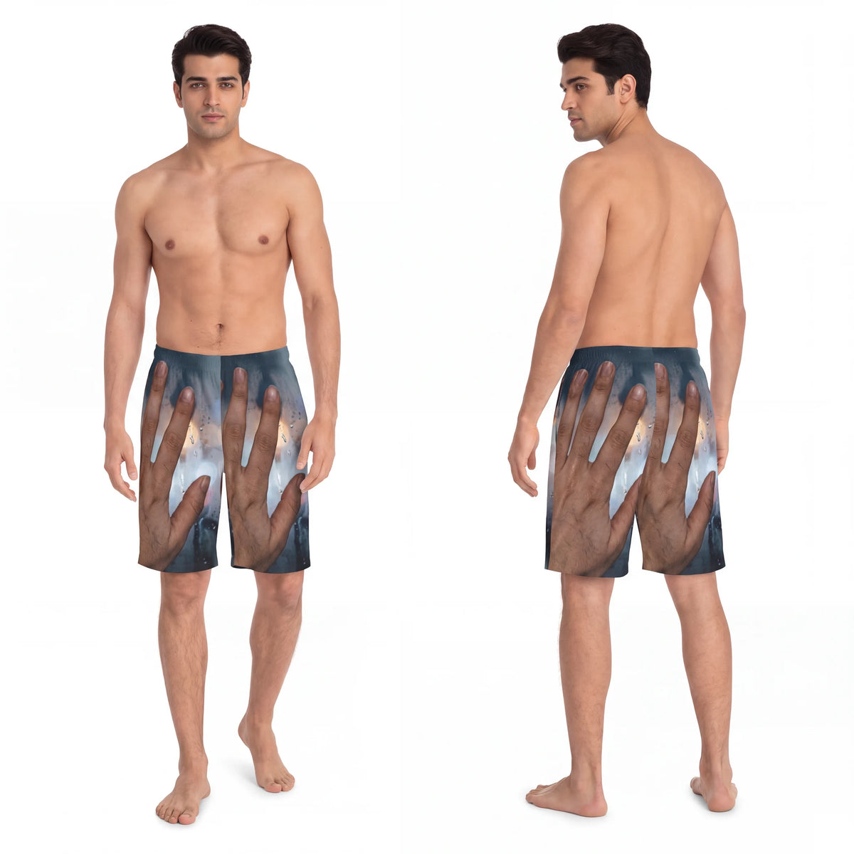 Men's Board Shorts Rainy City Window Art
