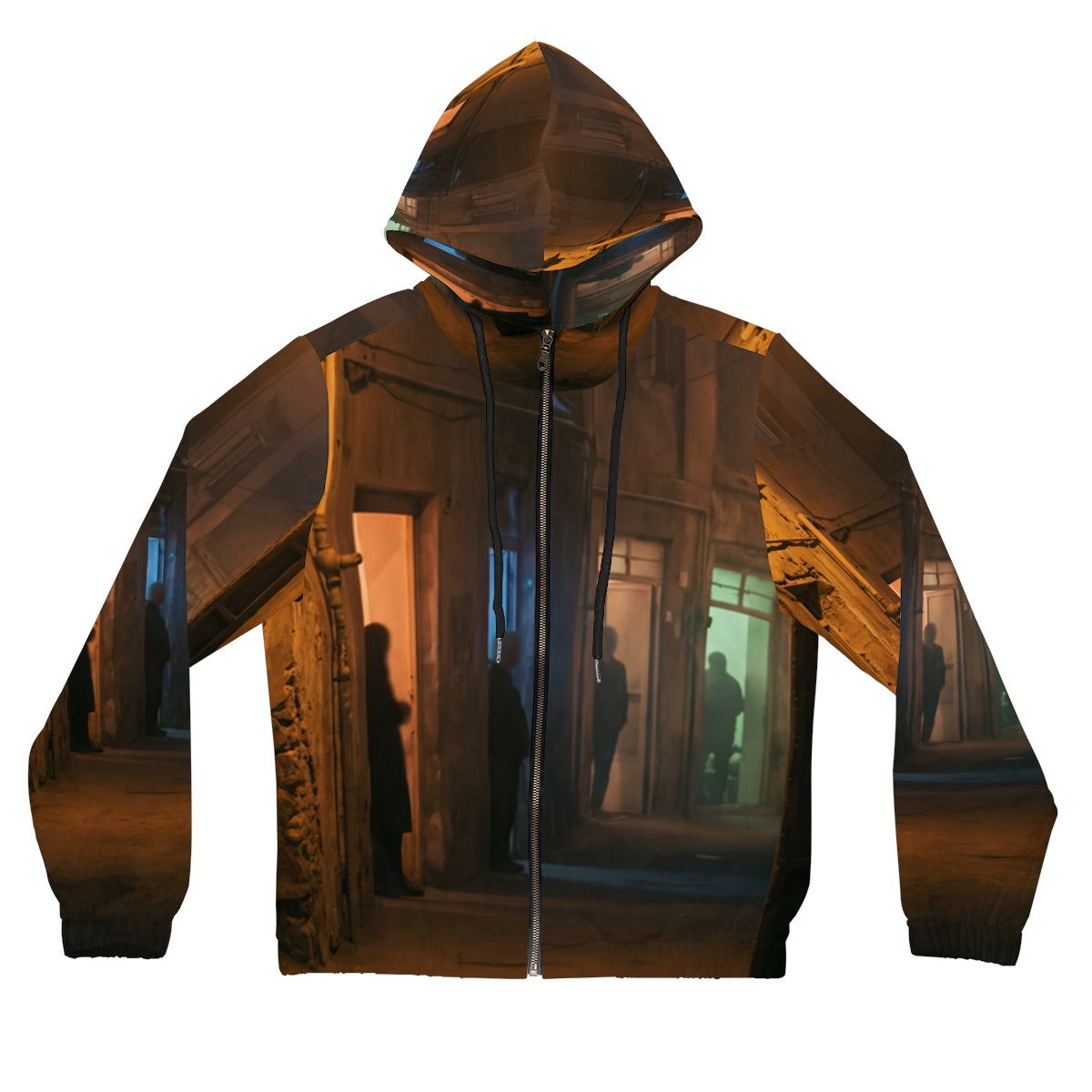 Women's Full-Zip Hoodie - Shadowed Alleyway Mystery Art... |...