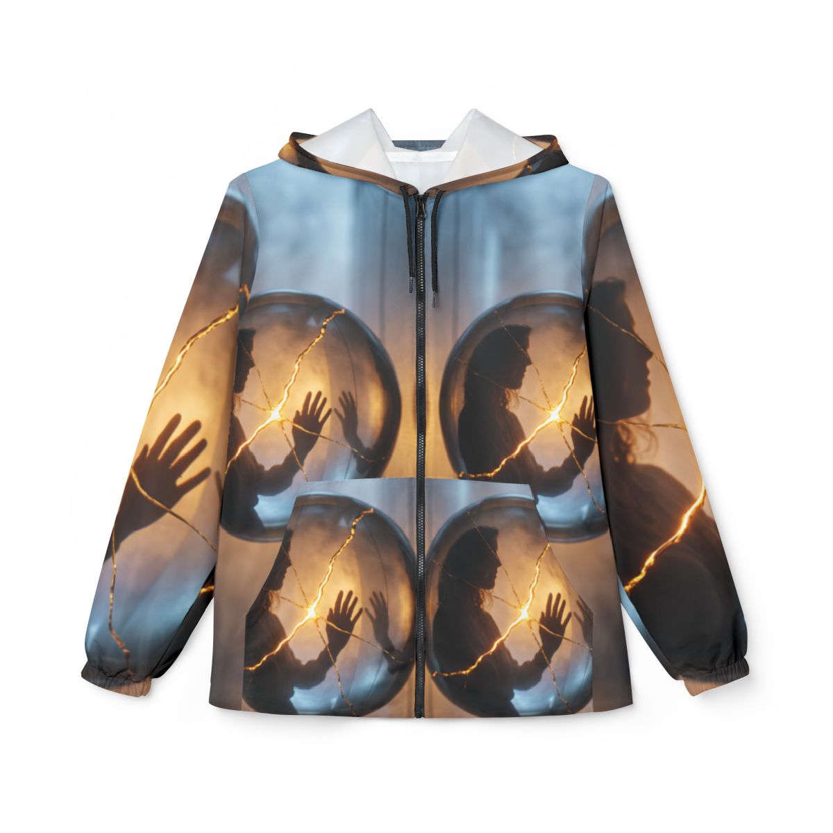 Unisex Windbreaker Jacket - Golden Kintsugi Sphere Canvas......
