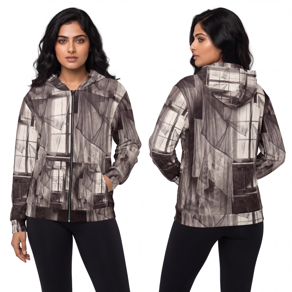 Unisex Zip Hoodie - Spectral Veils | Echovira Gallery