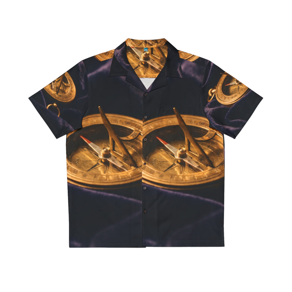 Vintage Brass Sundial Compass Men's Hawaiian Shirt