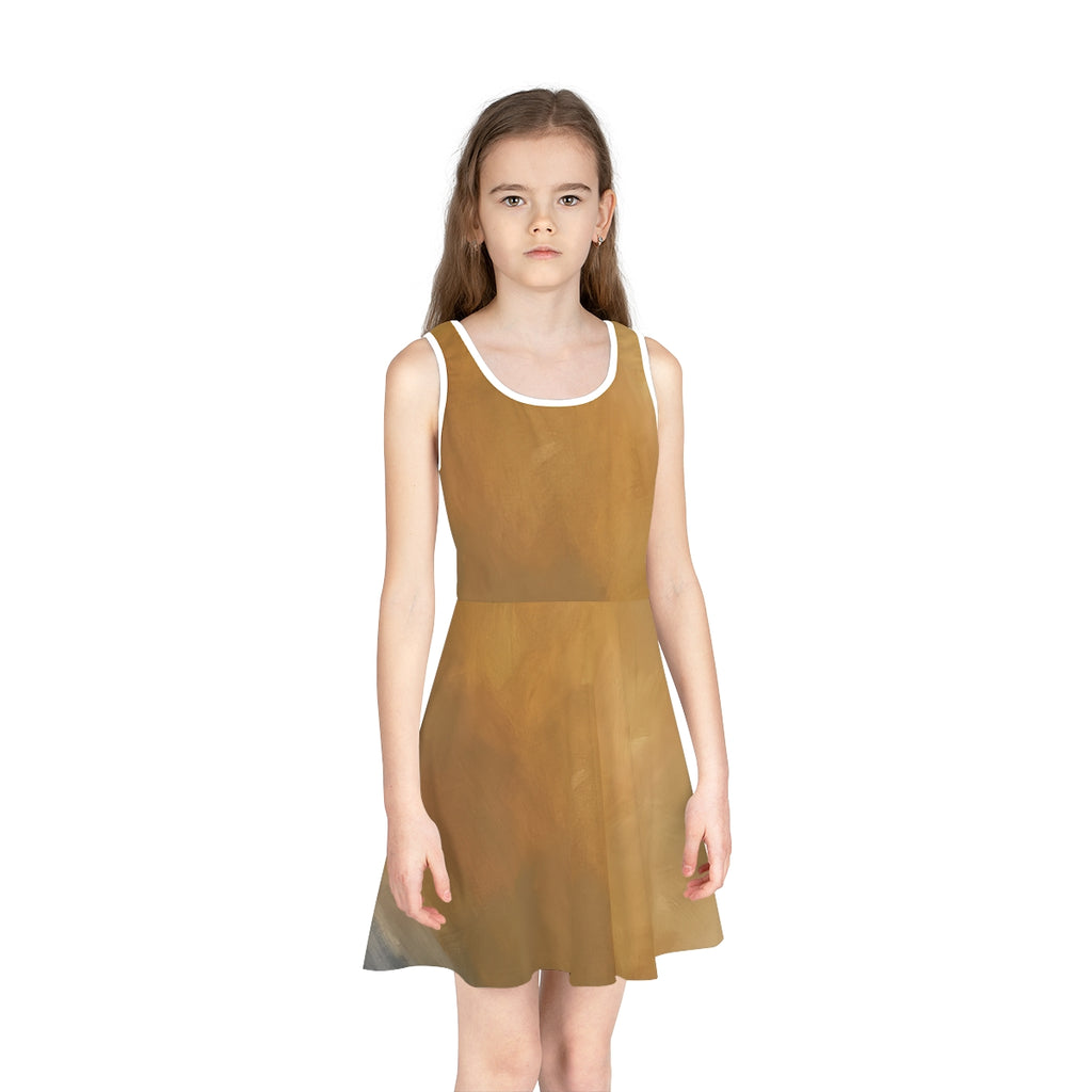 Girls' Sundress with Warm Abstract Art