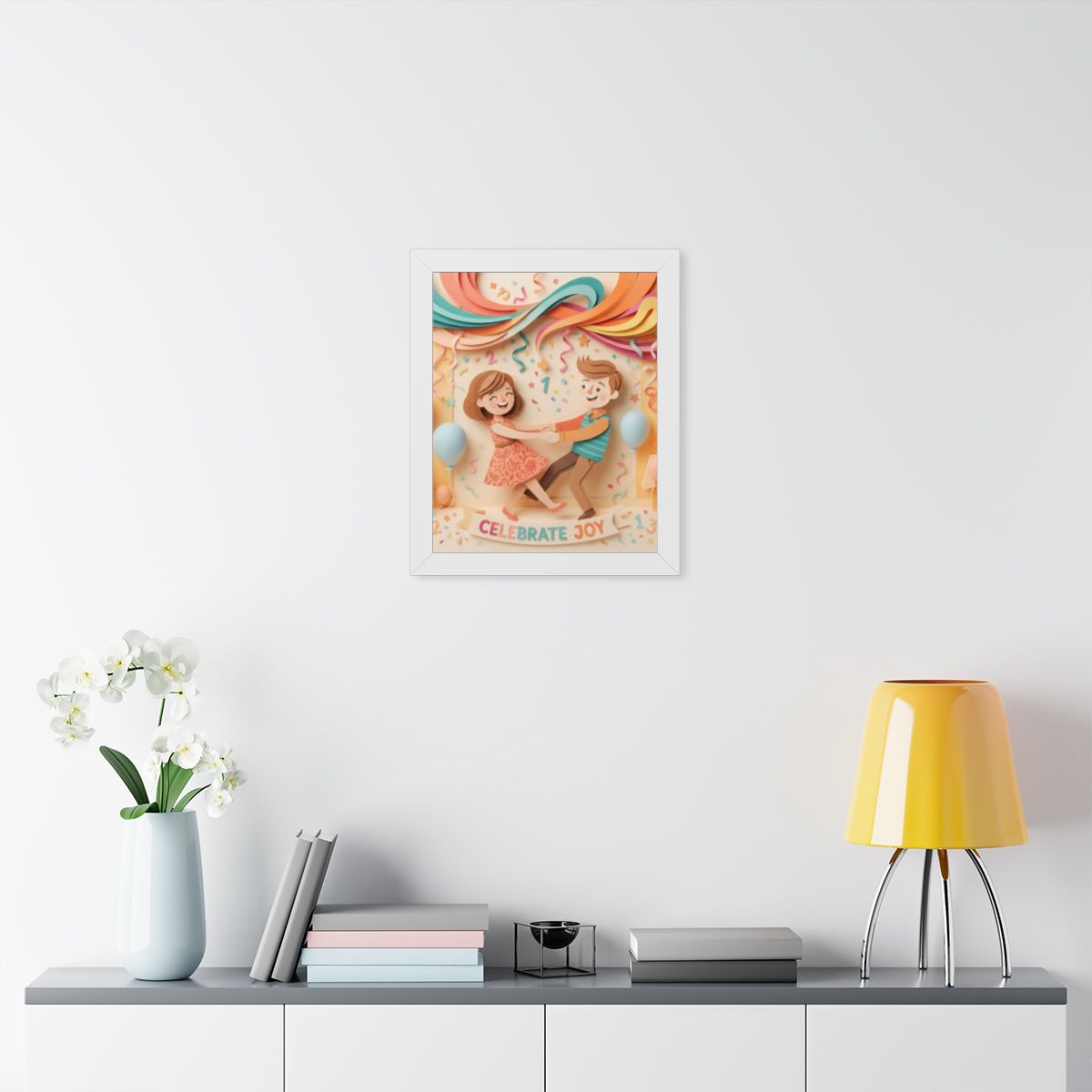 Framed Vertical Poster - Celebrate Joy Papercut Art... |...