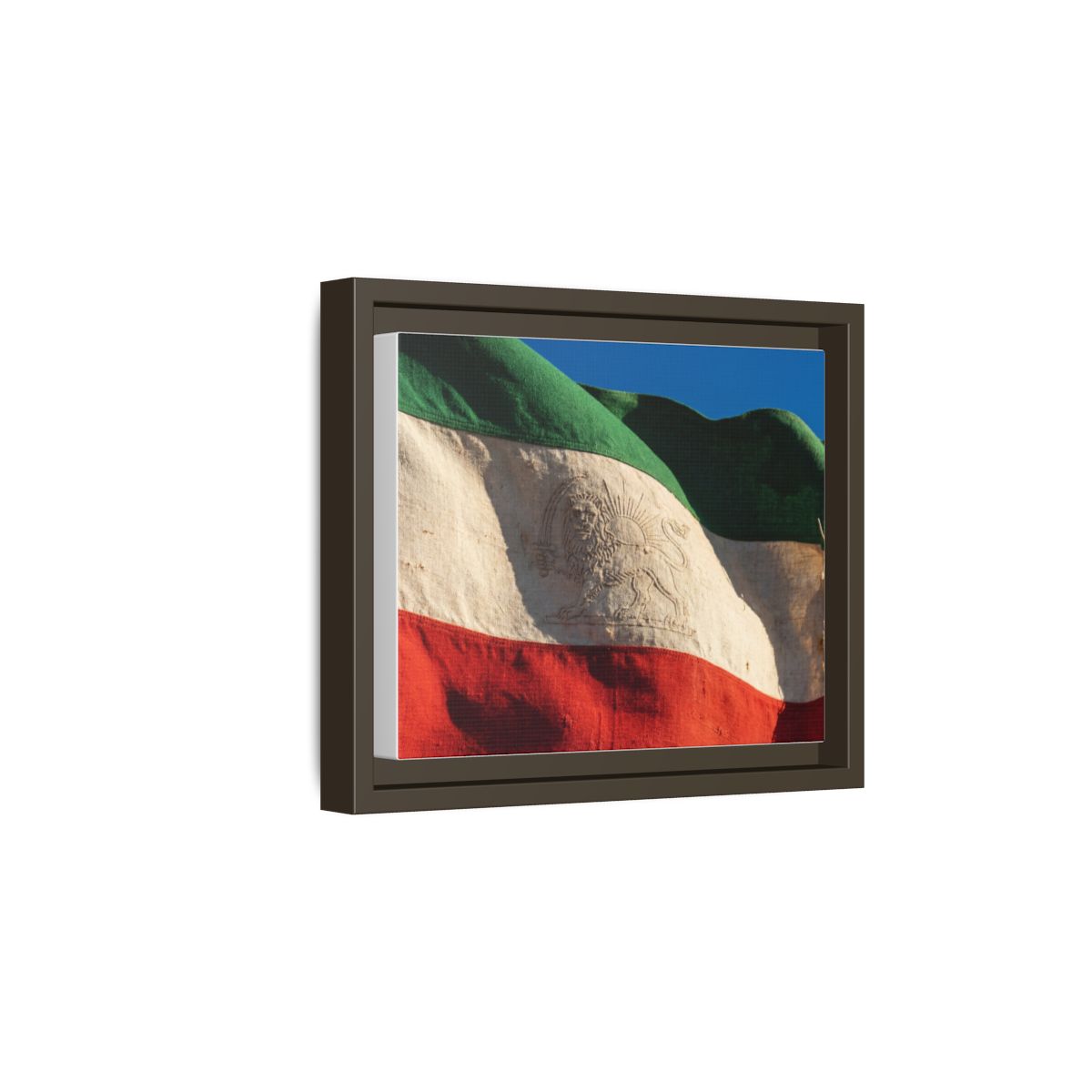 Gerahmte Leinwandkunst – Distressed Flag – Espresso / 3,18 cm