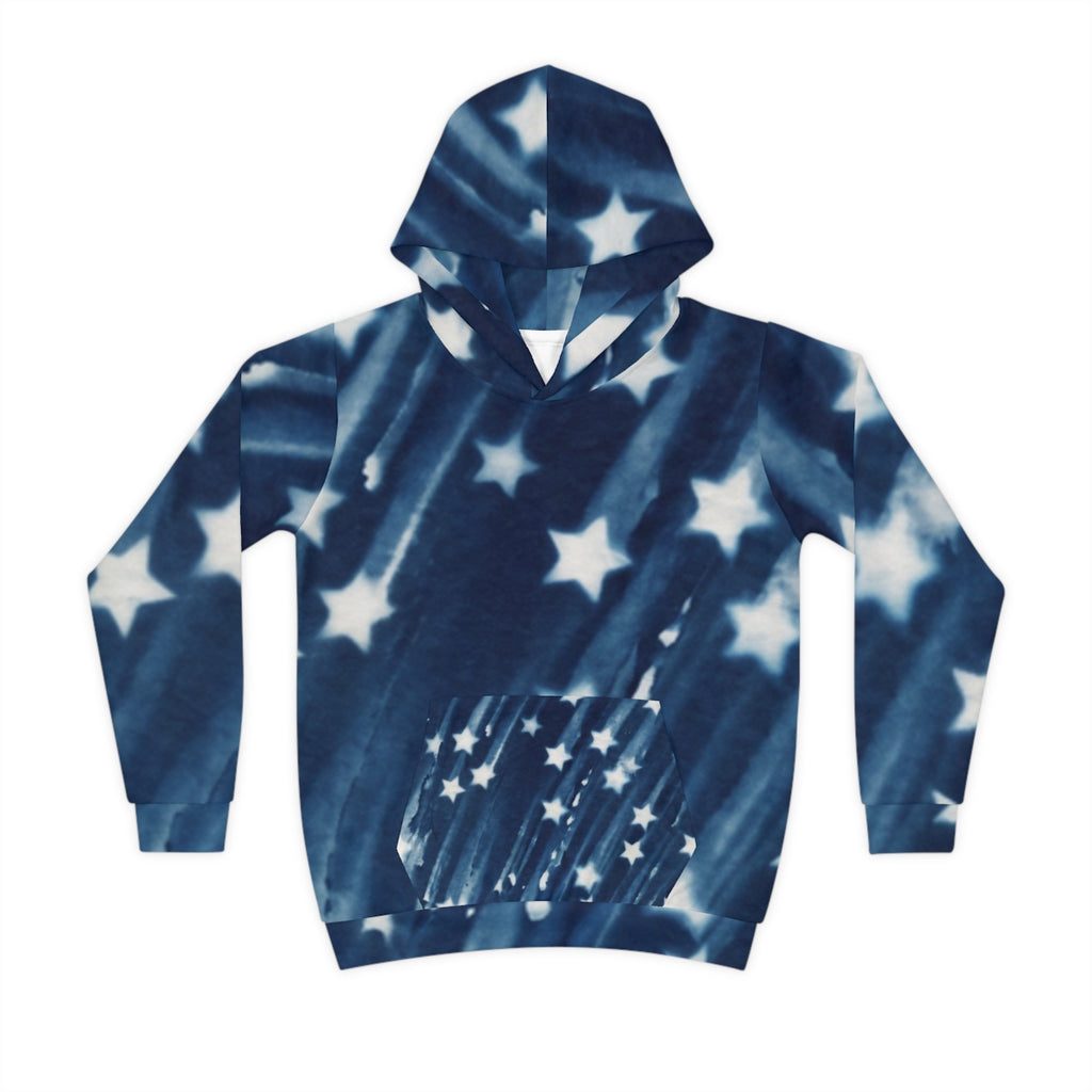 Children's Hoodie with Cyanotype Celestial Star Art
