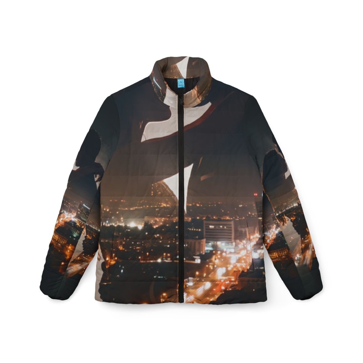 Women's Puffer Jacket - Midnight City Skyline | Echovira...