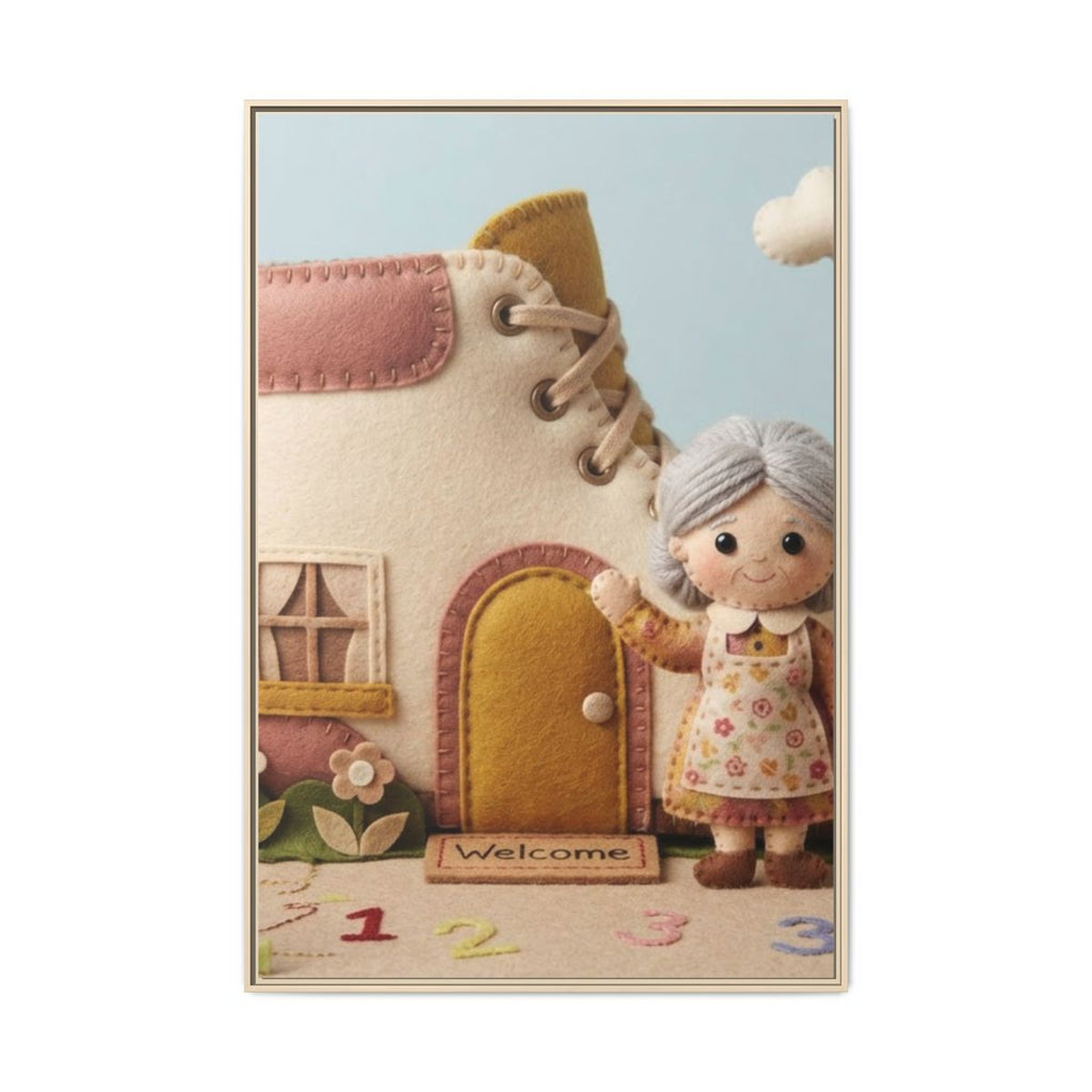 Matte Canvas - Framed Felted Shoe Cottage — Natural / 1.25"...