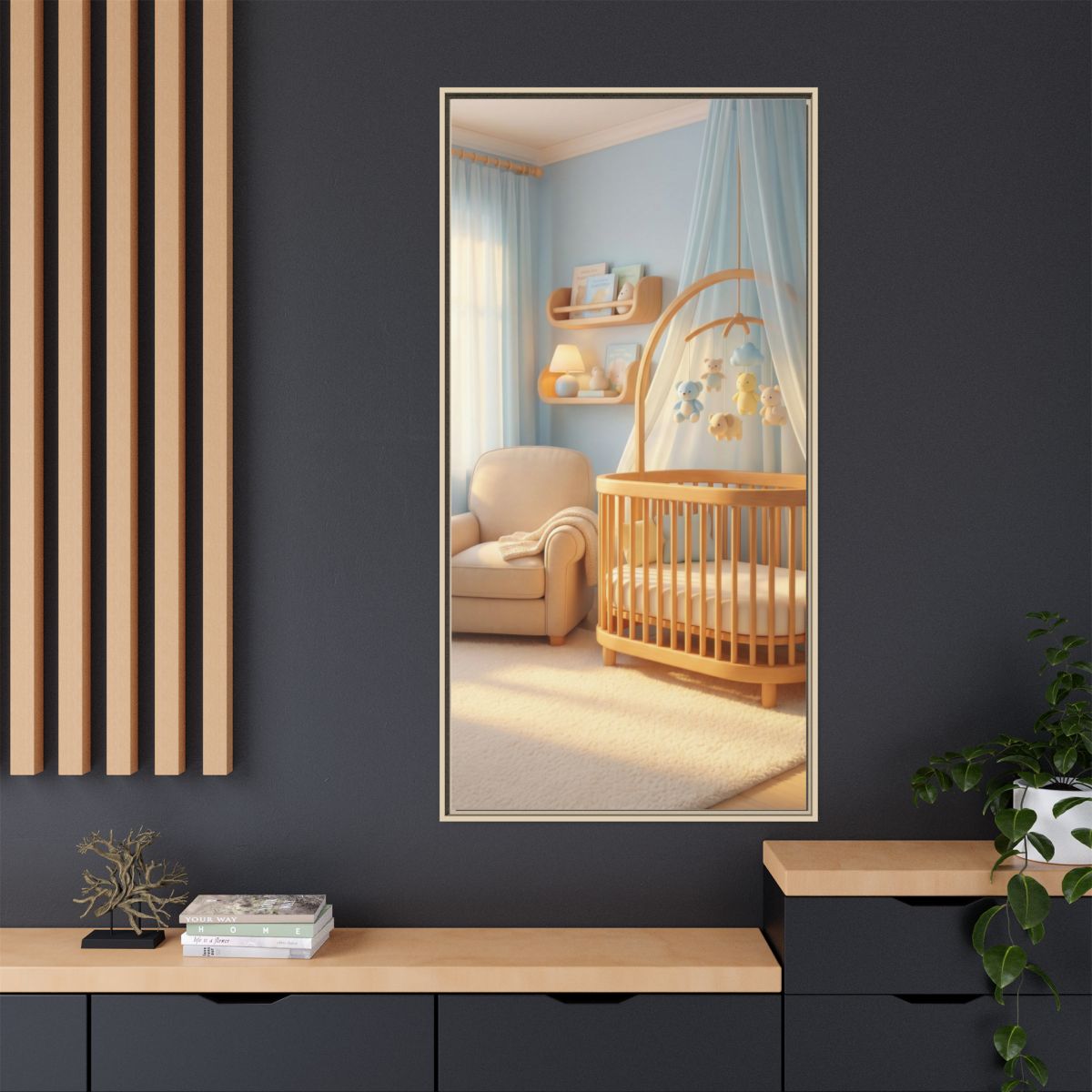 Matte Canvas, Framed - Dreamy Serene Nursery Art — Natural /...