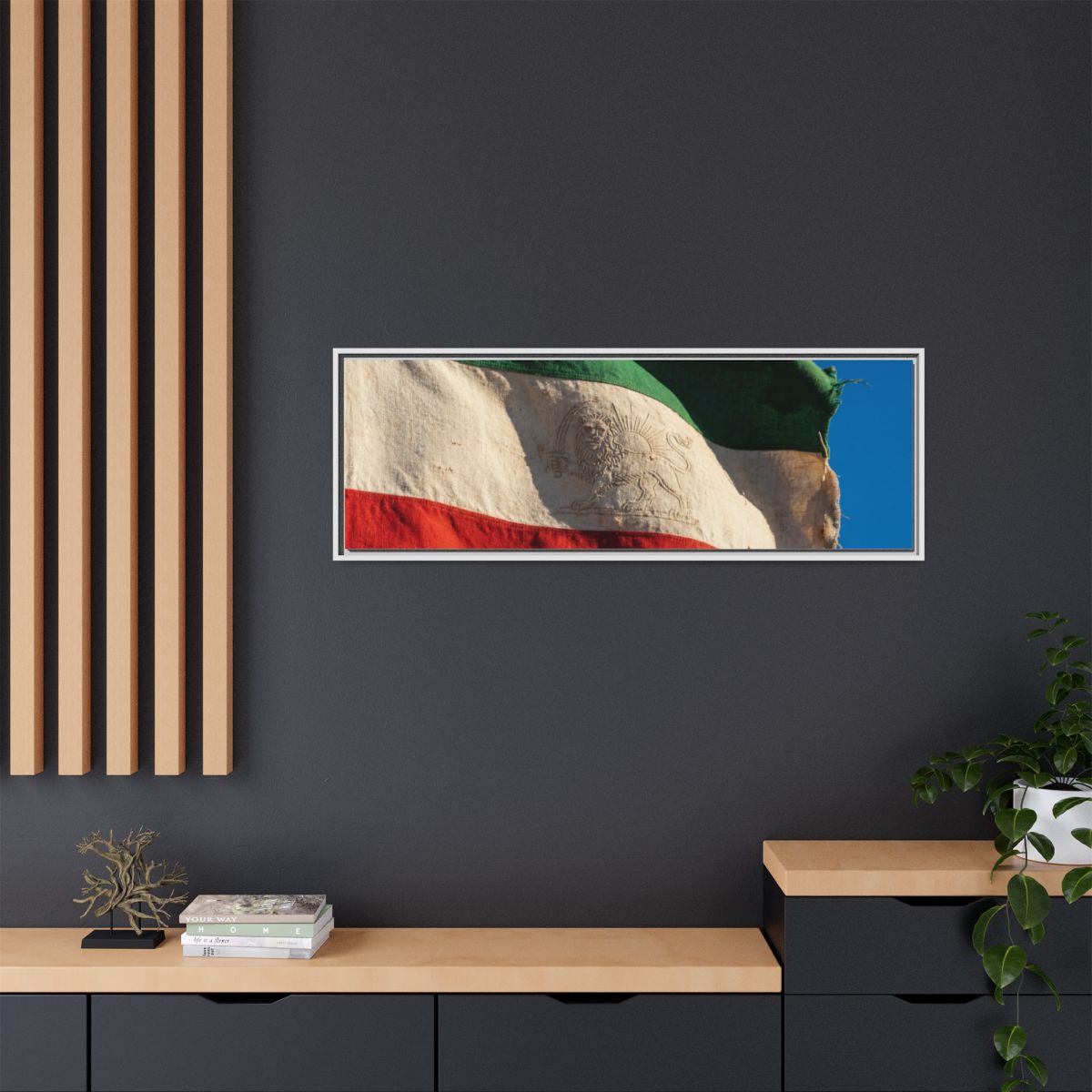 Framed Canvas Art - Distressed Flag — White / 1.25"