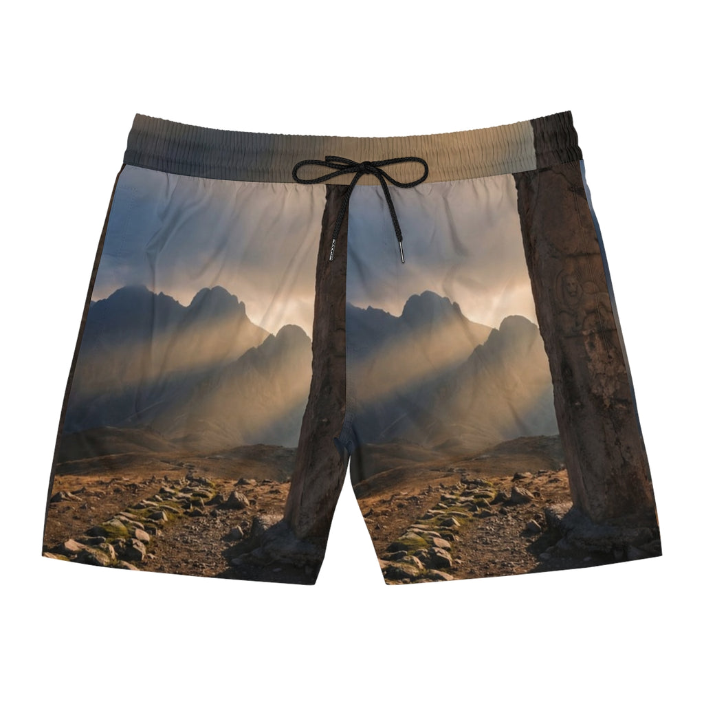 Men's Mid-Length Swim Shorts - Mystic Monolith Ancient... |...