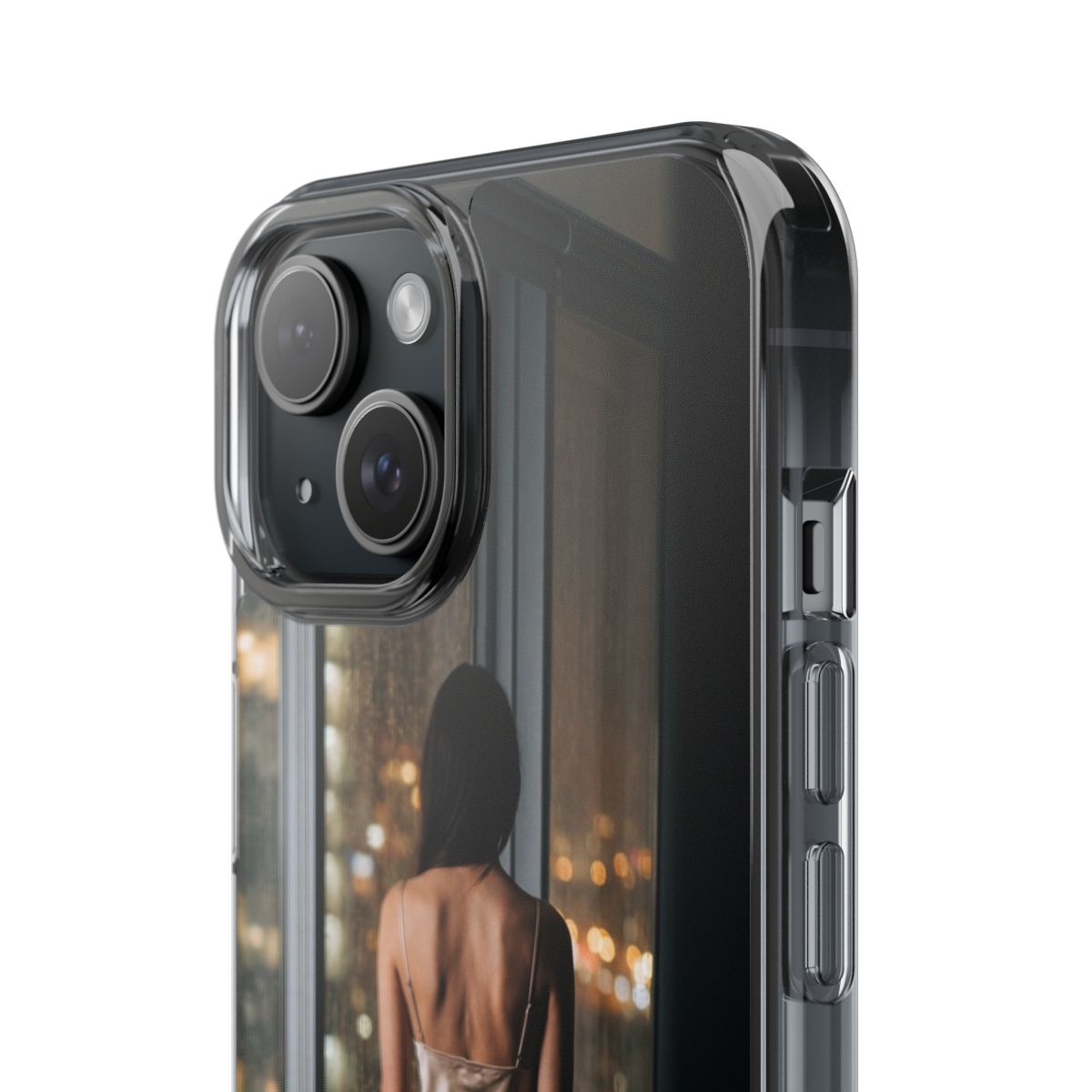 Clear Impact-Resistant Apple iPhone Cases - Midnight Rain Solitude Canvas | iPhone 17 Pro Max, 17 Pro, 17 Air & More