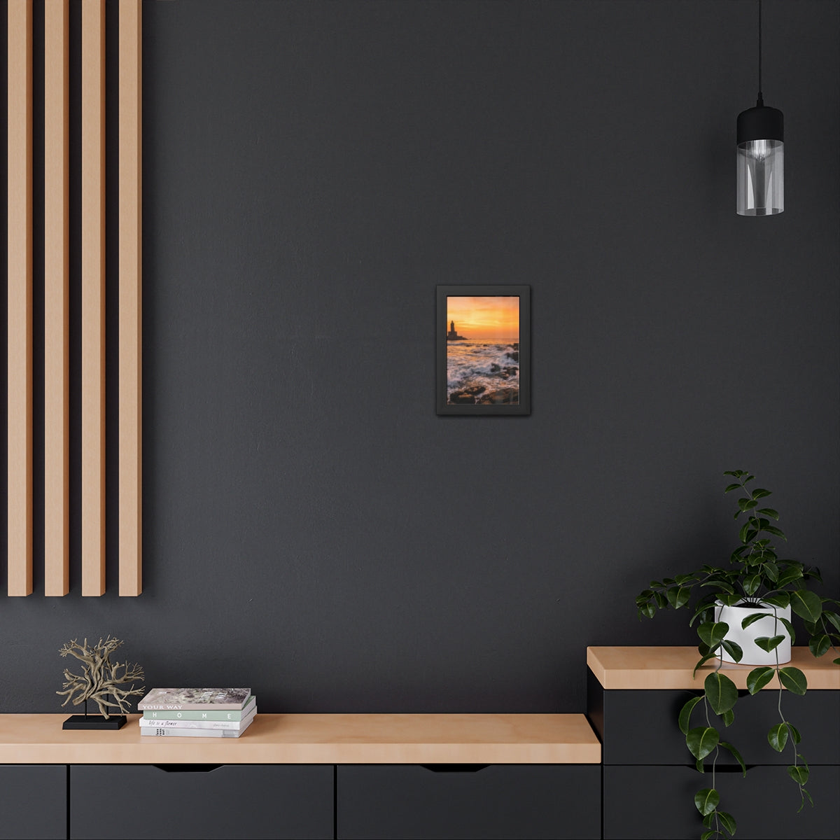 Framed Posters - Coastal Golden Glow — Portrait