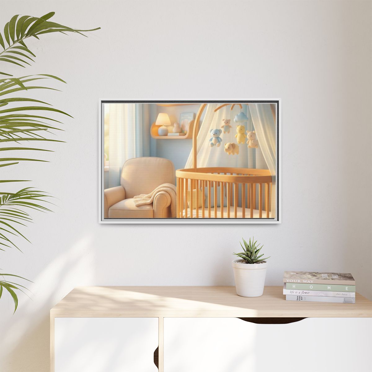 Matte Canvas, Framed - Dreamy Serene Nursery Art — White /...