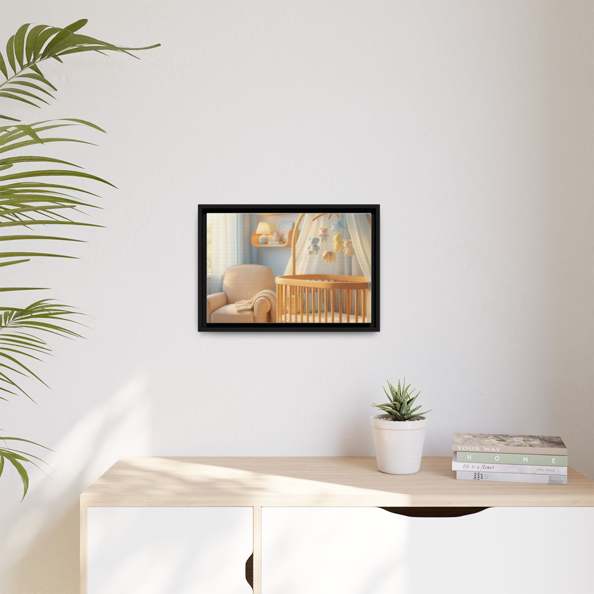 Matte Canvas, Framed - Dreamy Serene Nursery Art — Black /...