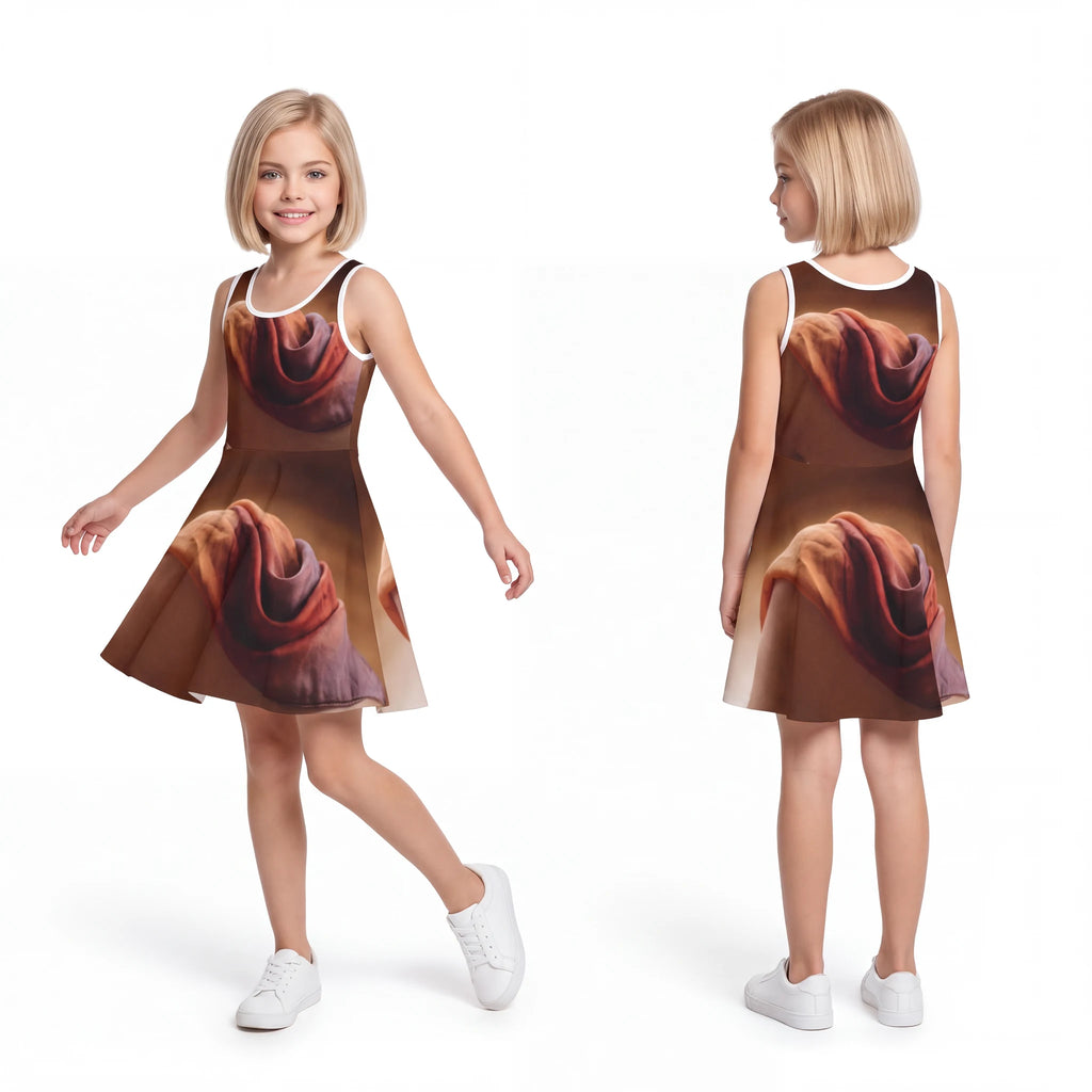 Girls' Sleeveless Sundress with Sunset Silk Art